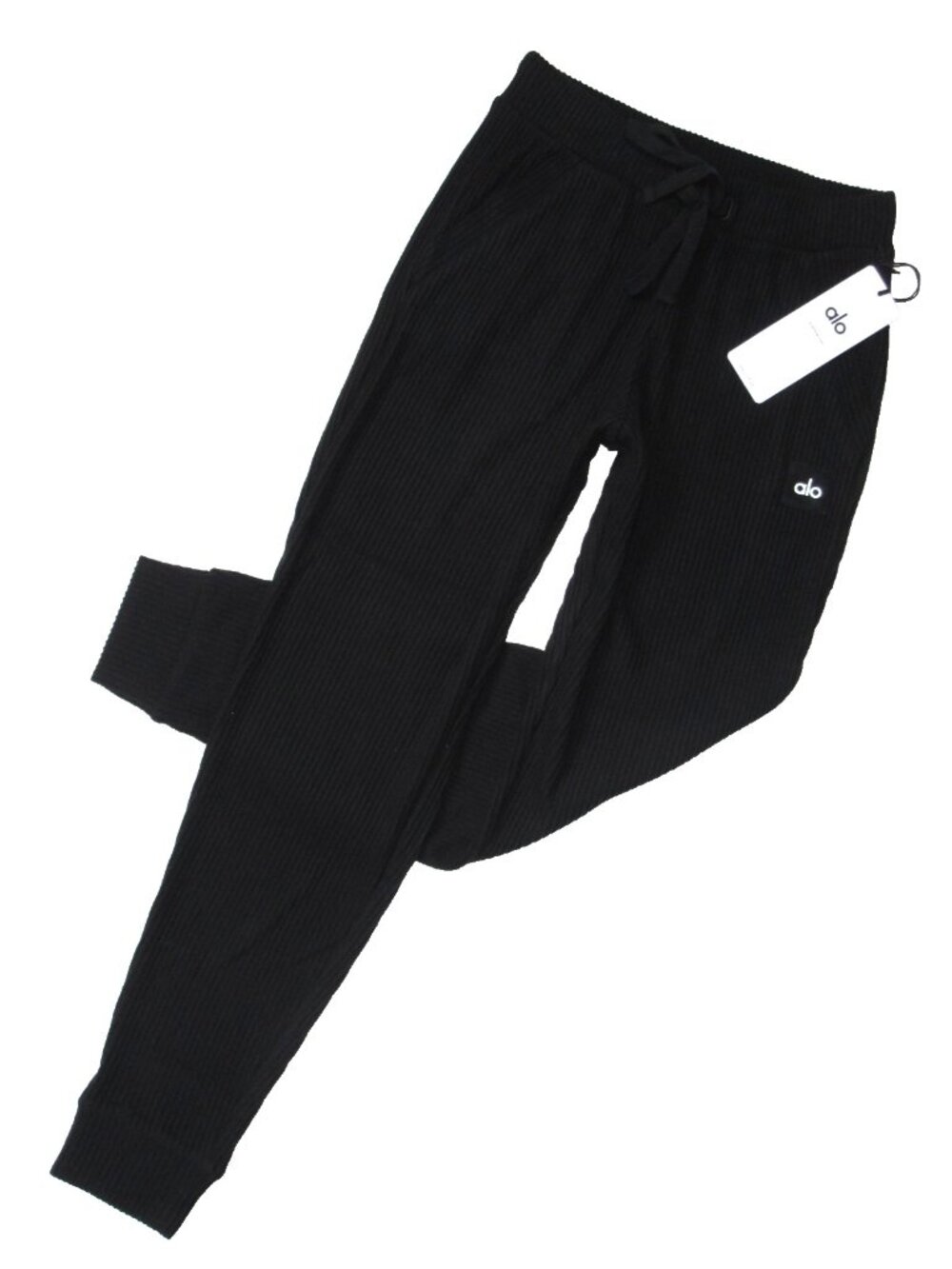NWT Alo Yoga Muse Sweatpant in Black Ribbed Tapered Jogger Pants S